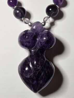 Chevron Purple Amethyst Goddess Pendant Necklace